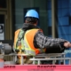 Builder working on a building site